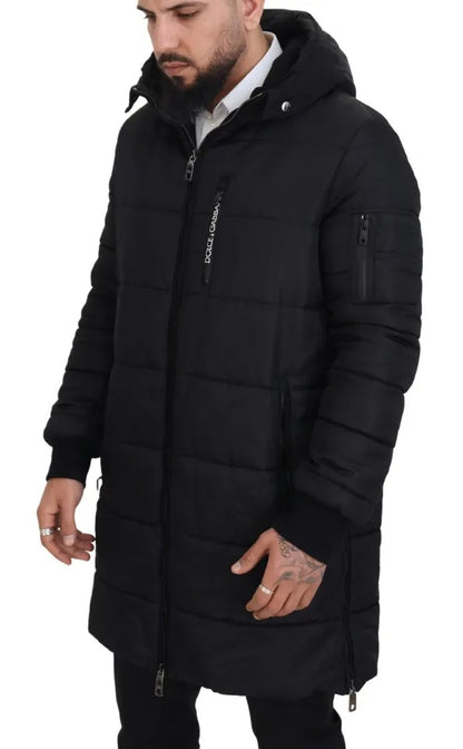 Dolce &amp; Gabbana – Schwarzer Parka aus Nylon mit Kapuze, Winterjacke