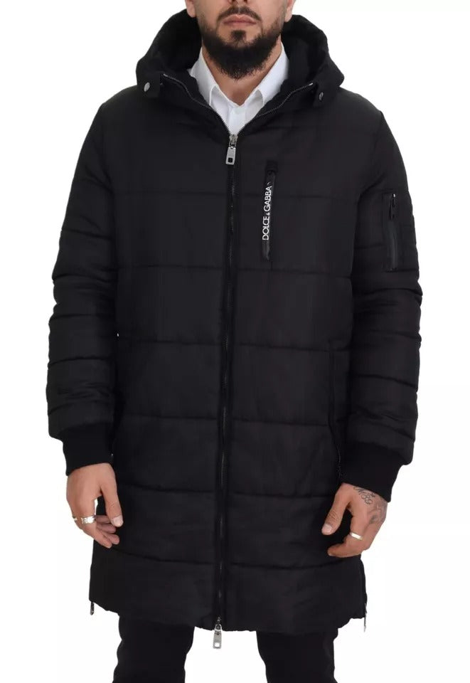 Dolce &amp; Gabbana – Schwarzer Parka aus Nylon mit Kapuze, Winterjacke