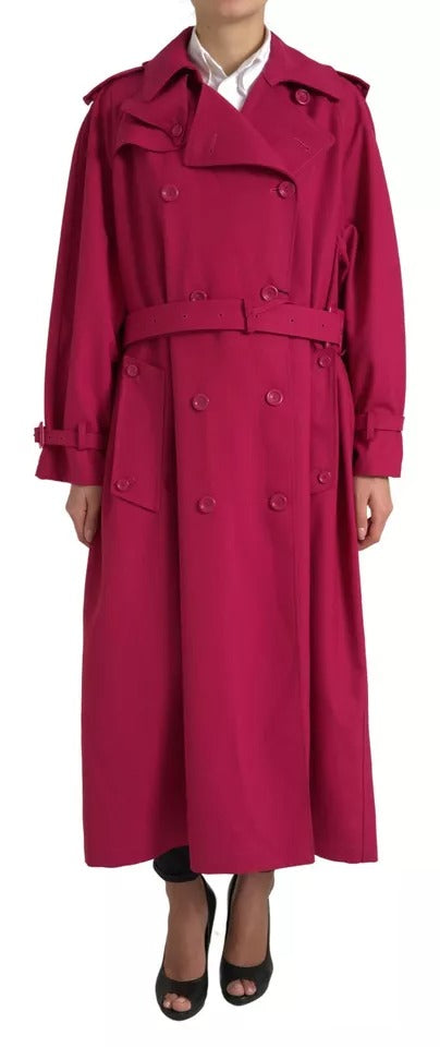 Dolce &amp; Gabbana – Zweireihige Trenchcoat-Jacke in Dunkelrosa