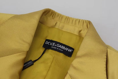 Dolce &amp; Gabbana – Blazer-Manteljacke aus goldenem Satin mit langen Ärmeln