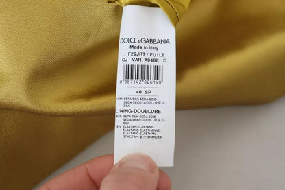 Dolce &amp; Gabbana – Blazer-Manteljacke aus goldenem Satin mit langen Ärmeln