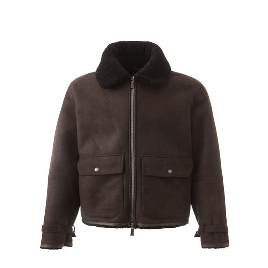 Lardini Elegante braune Montone-Lederjacke