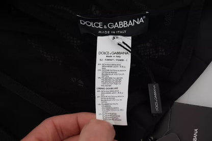 Dolce &amp; Gabbana – Schwarze, transparente Korsettjacke aus Organza-Seide