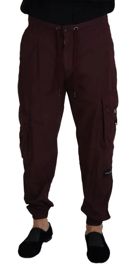 Dolce &amp; Gabbana Bordeaux Cargo Jogger Hose Baumwollhose