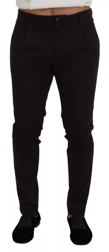 Dolce &amp; Gabbana Braune Skinny-Hose aus Baumwollstretch für Herren