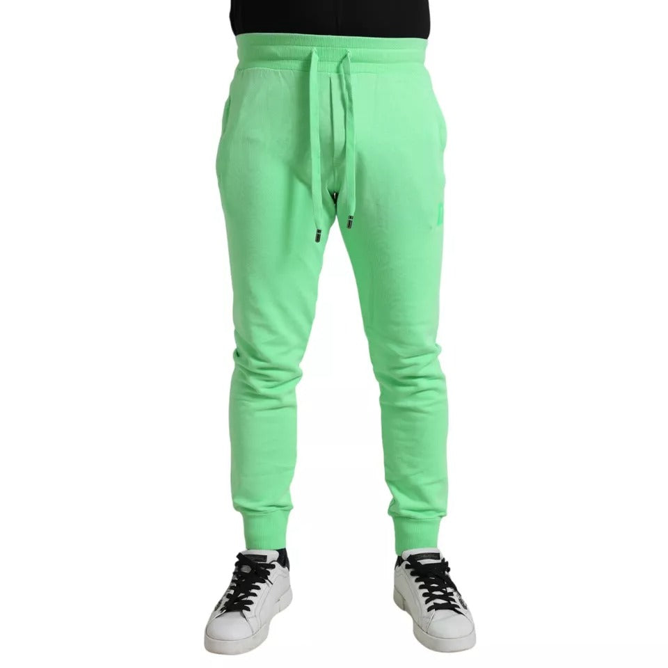 Dolce &amp; Gabbana Jogginghose aus neongrüner Baumwolle mit Stretch