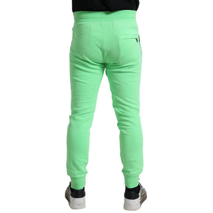 Dolce &amp; Gabbana Jogginghose aus neongrüner Baumwolle mit Stretch