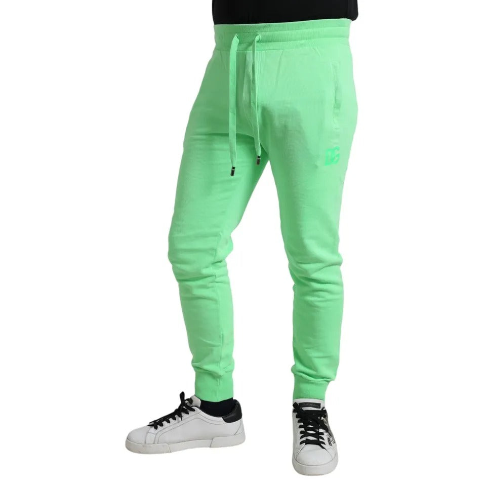 Dolce &amp; Gabbana Jogginghose aus neongrüner Baumwolle mit Stretch