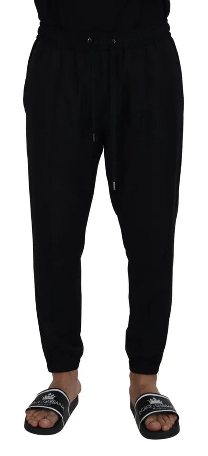 Dolce & Gabbana Black Jogger Jogging Wool Pants