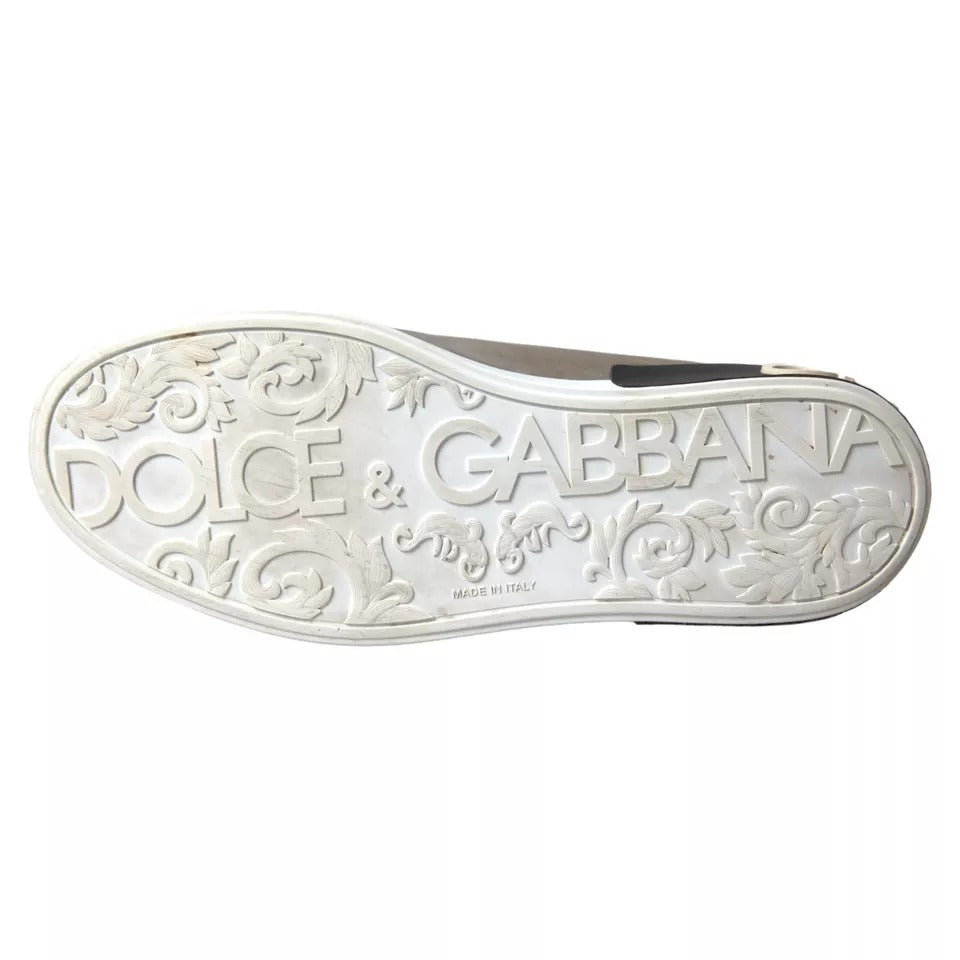 Dolce &amp; Gabbana – Sneaker „Portofino“ aus bronzefarbenem Leder mit Logo