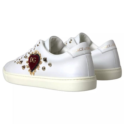 Dolce &amp; Gabbana Weiße Portofino Sacred Heart Sneakers Damen Schuhe