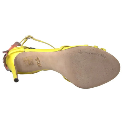 Dolce & Gabbana Yellow Butterfly Applique Sandals Shoes