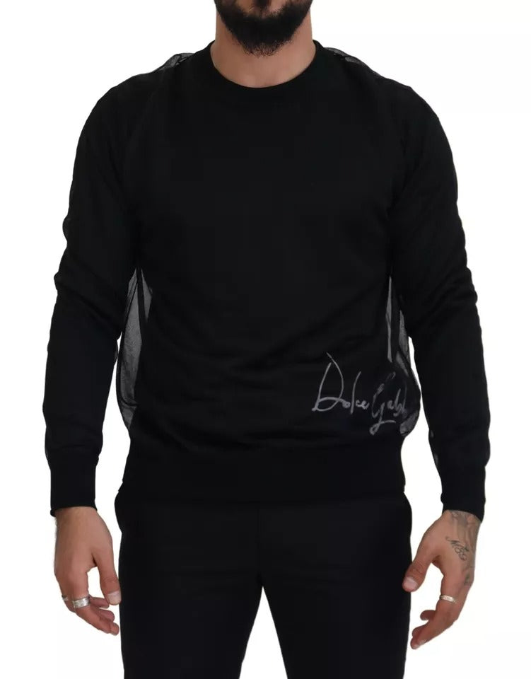 Dolce &amp; Gabbana – Schwarzer Pullover aus Polyester mit Rundhalsausschnitt für Herren