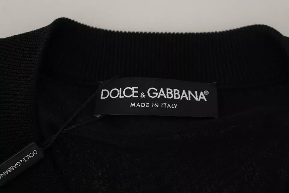 Dolce &amp; Gabbana – Schwarzer Pullover aus Polyester mit Rundhalsausschnitt für Herren