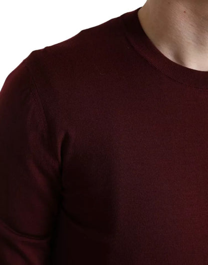 Dolce &amp; Gabbana Bordeaux Pullover aus Wollstrick mit Rundhalsausschnitt