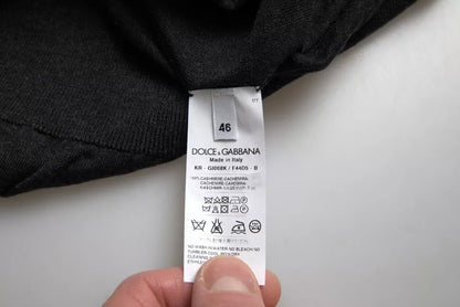 Dolce &amp; Gabbana Pullover aus Kaschmir in Dunkelgrau mit Rundhalsausschnitt