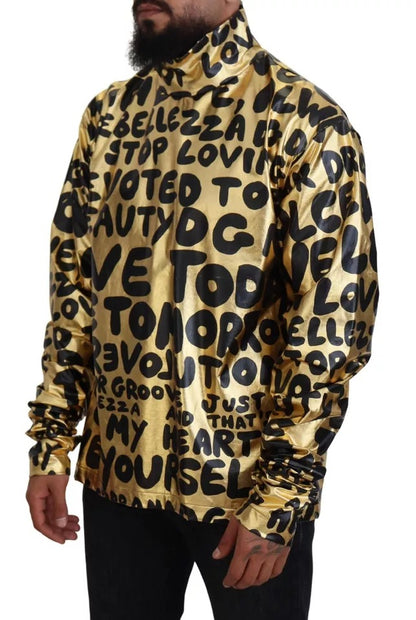 Dolce &amp; Gabbana Rollkragenpullover mit goldenem Logo-Print