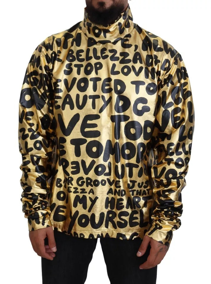 Dolce &amp; Gabbana Rollkragenpullover mit goldenem Logo-Print