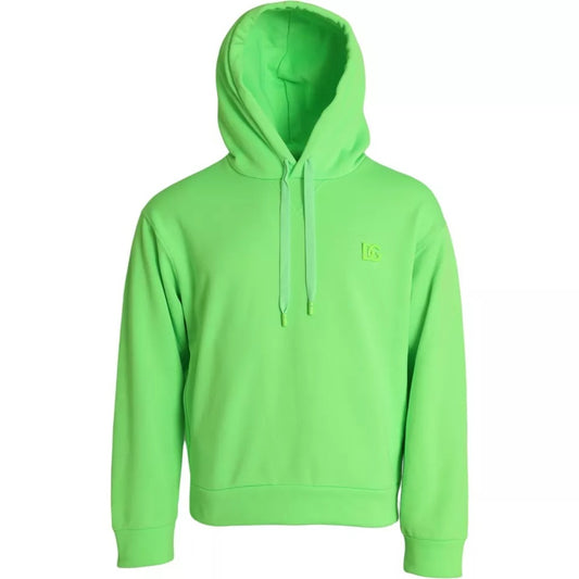 Dolce &amp; Gabbana Neongrünes Logo Pullover Kapuzenpullover