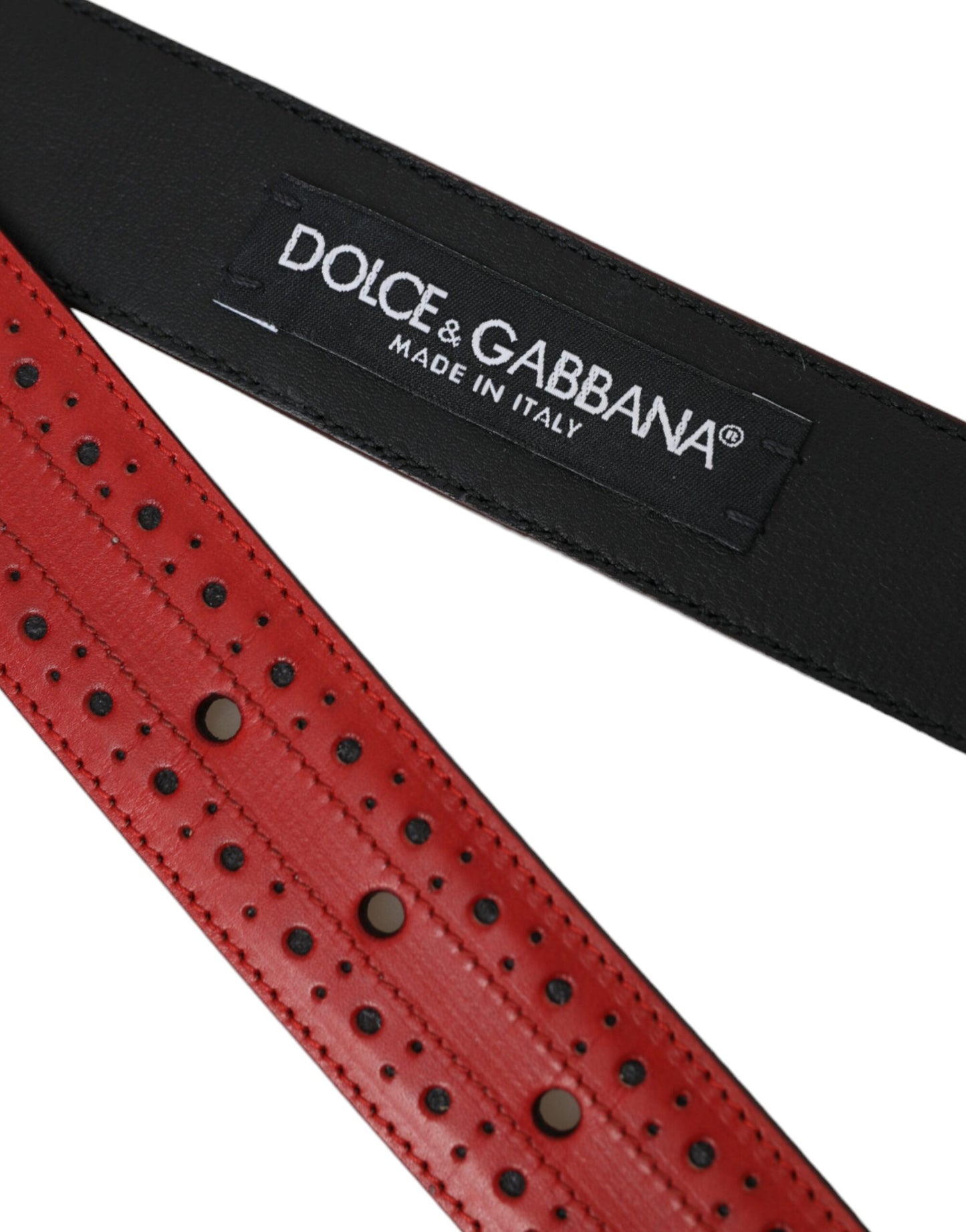 Dolce &amp; Gabbana Gürtel aus perforiertem Leder mit Metallschnalle in Rot Herren