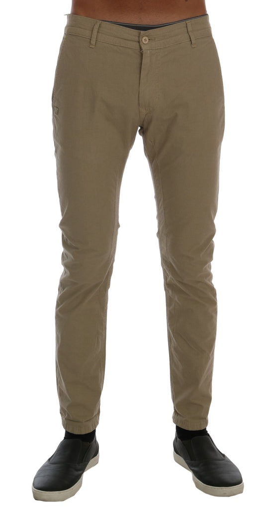 Pantalon chino slim en coton stretch beige