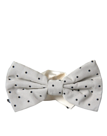 Dolce & Gabbana White Black Polka Dot Polyester Bow Tie Men