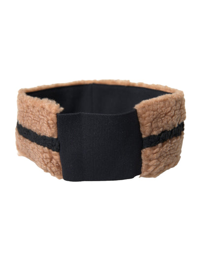 Dolce &amp; Gabbana Braun Schwarz Fleece Wolle Stirnband Hut Herren