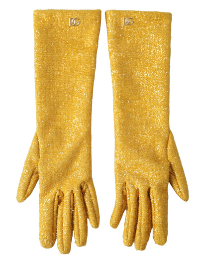 Dolce &amp; Gabbana – Goldene Lurex-Fantasia-Handschuhe in Mittelarmlänge