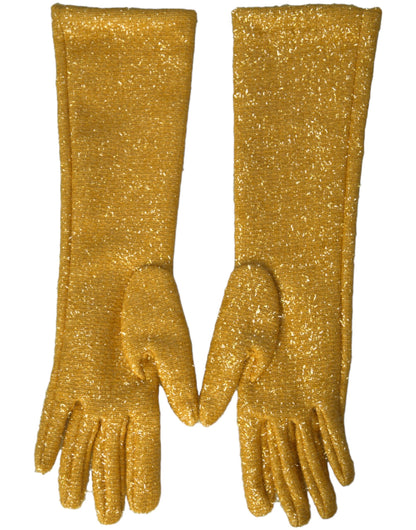 Dolce &amp; Gabbana – Goldene Lurex-Fantasia-Handschuhe in Mittelarmlänge