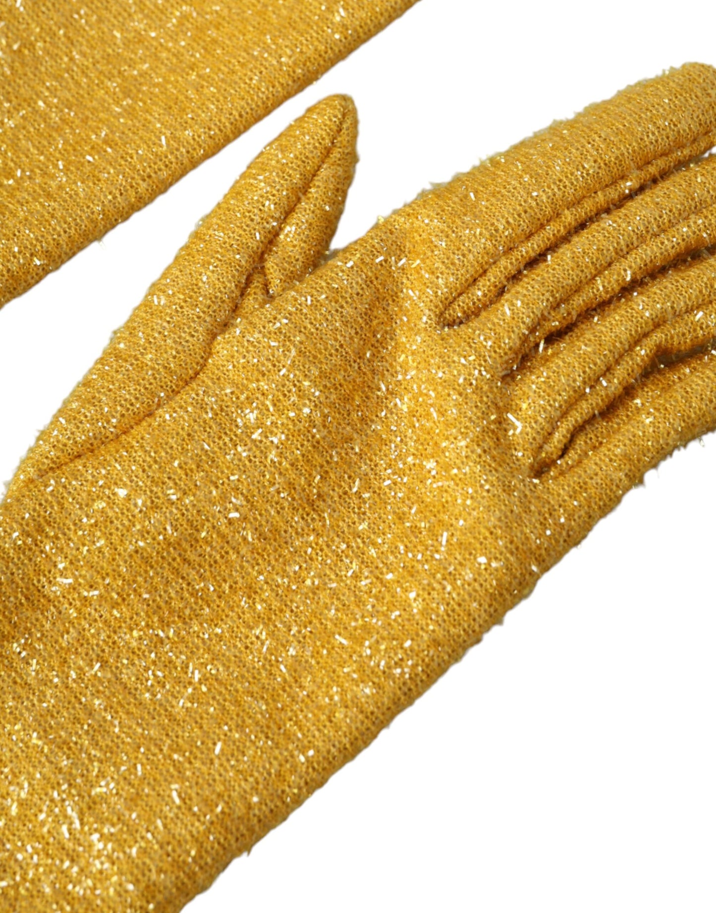 Dolce &amp; Gabbana – Goldene Lurex-Fantasia-Handschuhe in Mittelarmlänge