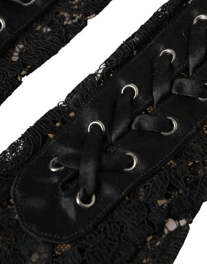 Dolce &amp; Gabbana – Schwarze, ellenbogenlange Handschuhe aus Taormina-Spitze