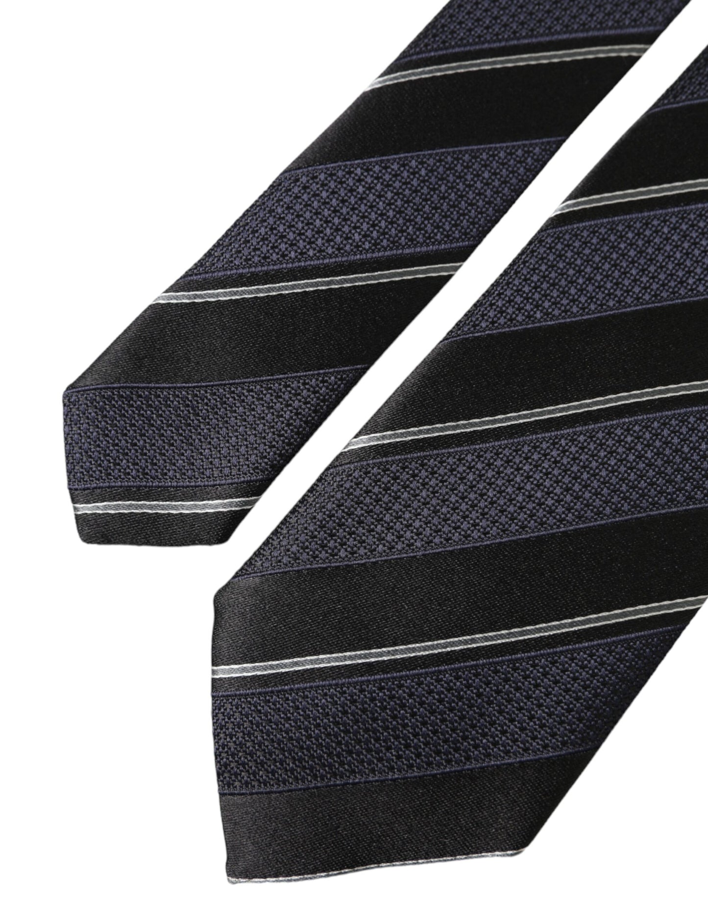 Dolce & Gabbana Black White Stripes Silk Adjustable Tie