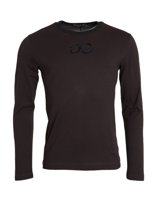 Dolce &amp; Gabbana, Brauner Pullover mit Rundhalsausschnitt und DG-Logo