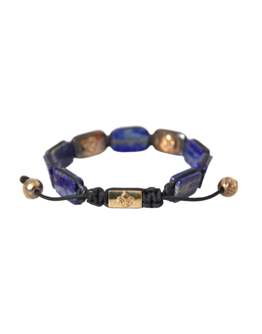 Nialaya Flache Perle Blau Lapis Weiß CZ 925 Armband Herren