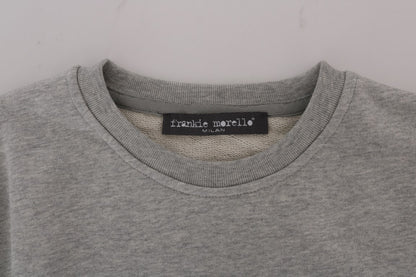 Maglione pullover girocollo in cotone grigio