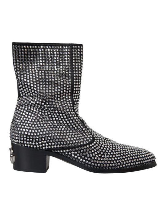 Dolce &amp; Gabbana – Chelsea-Stiefel mit Strasssteinen und Kristallen in Schwarz