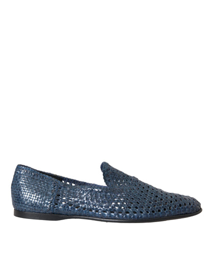 Dolce &amp; Gabbana – Slipper aus gewebtem Leder in Blau Herren Schuhe