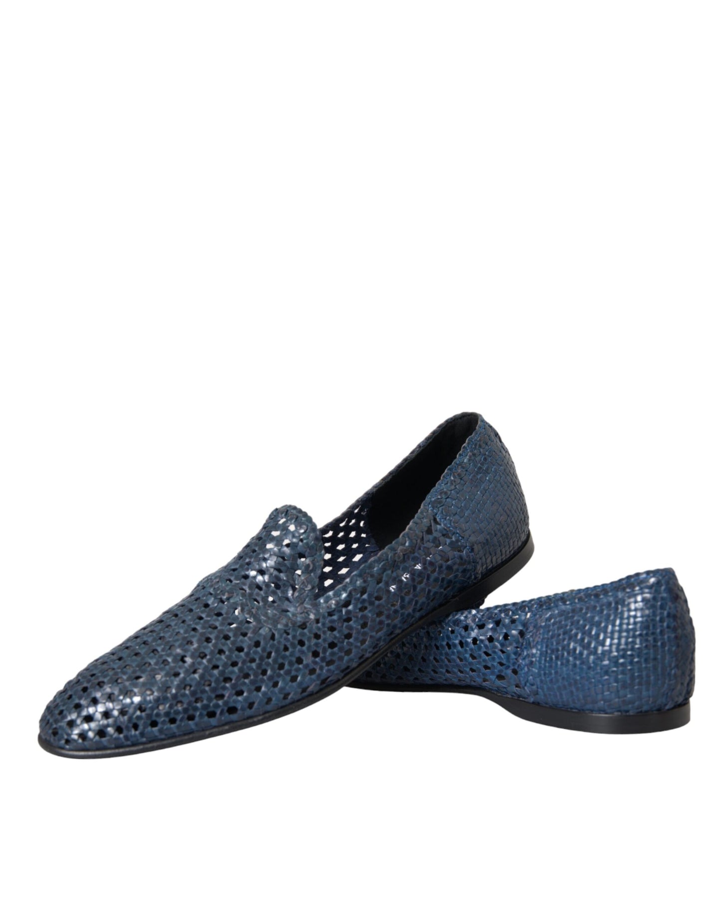 Dolce &amp; Gabbana – Slipper aus gewebtem Leder in Blau Herren Schuhe