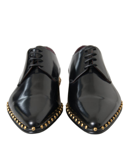 Dolce &amp; Gabbana – Derby-Abendschuhe aus schwarzem Leder mit goldenen Nieten