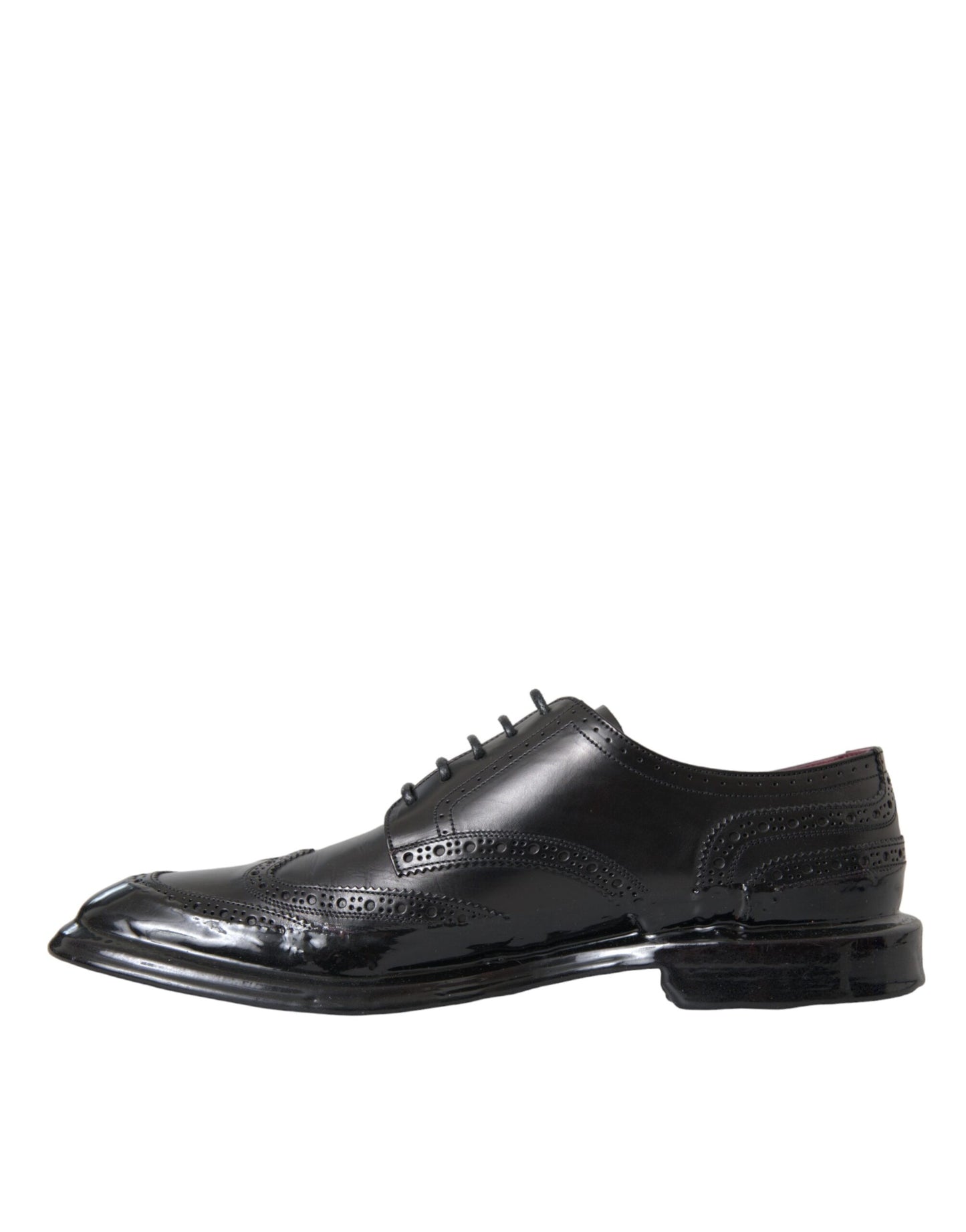 Dolce &amp; Gabbana – Formelle Oxford-Schuhe aus schwarzem Leder mit Flügelkappe für Herren