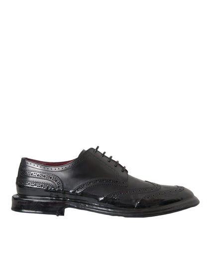 Dolce &amp; Gabbana – Formelle Oxford-Schuhe aus schwarzem Leder mit Flügelkappe für Herren