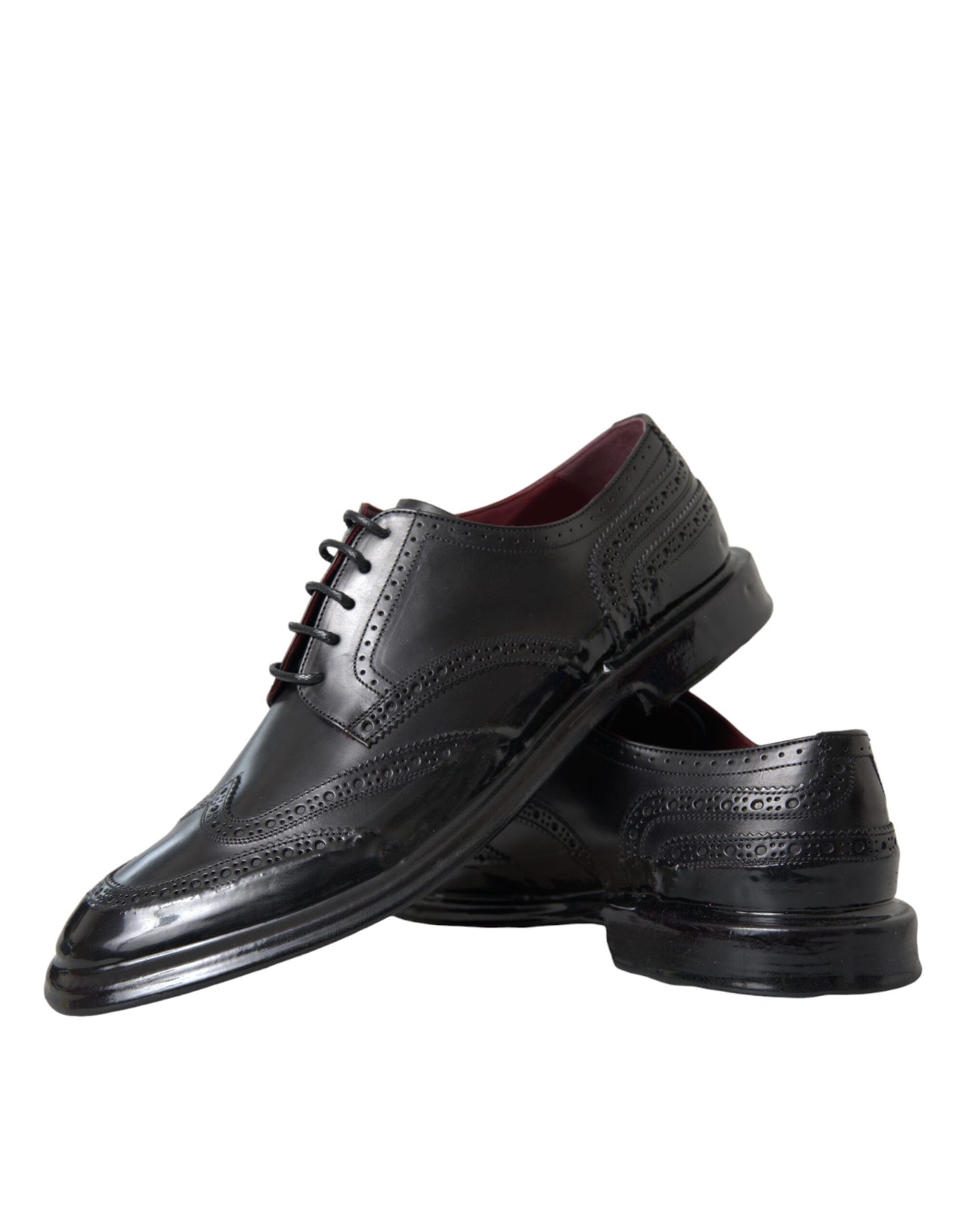 Dolce &amp; Gabbana – Formelle Oxford-Schuhe aus schwarzem Leder mit Flügelkappe für Herren