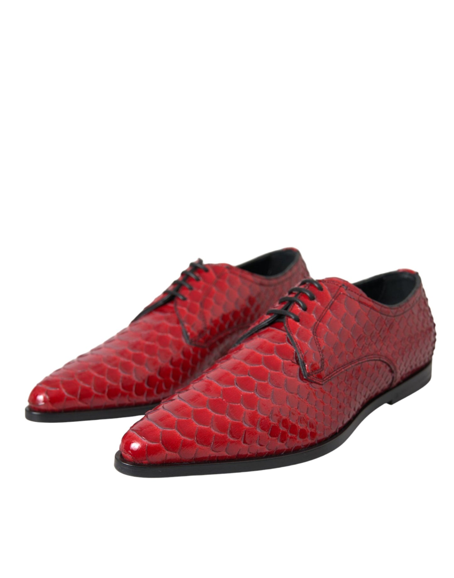 Dolce &amp; Gabbana Rot Strukturierte Lackierte Derby Herren Formelle Schuhe