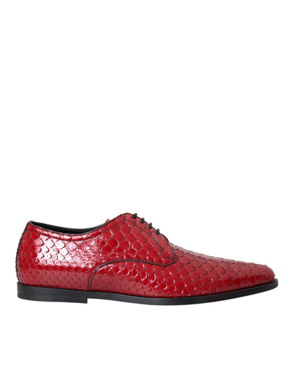 Dolce &amp; Gabbana Rot Strukturierte Lackierte Derby Herren Formelle Schuhe