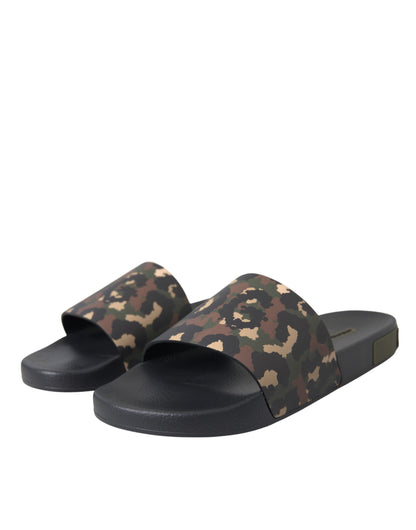 Dolce &amp; Gabbana Mehrfarbige Camouflage-Strandschuhe aus Leder für Herren