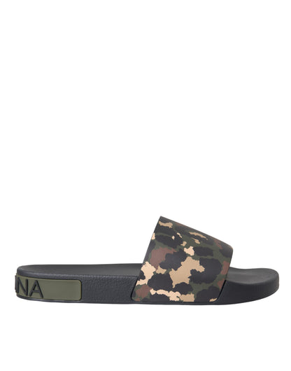 Dolce &amp; Gabbana Mehrfarbige Camouflage-Strandschuhe aus Leder für Herren