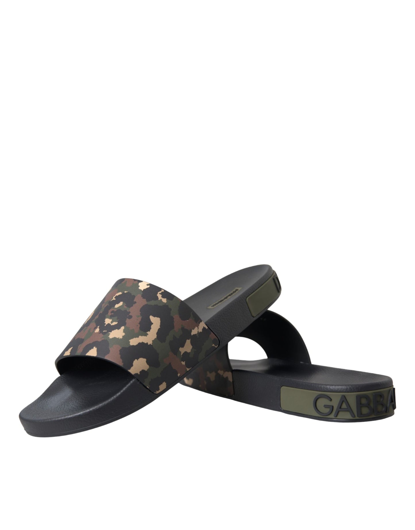 Dolce &amp; Gabbana Mehrfarbige Camouflage-Strandschuhe aus Leder für Herren