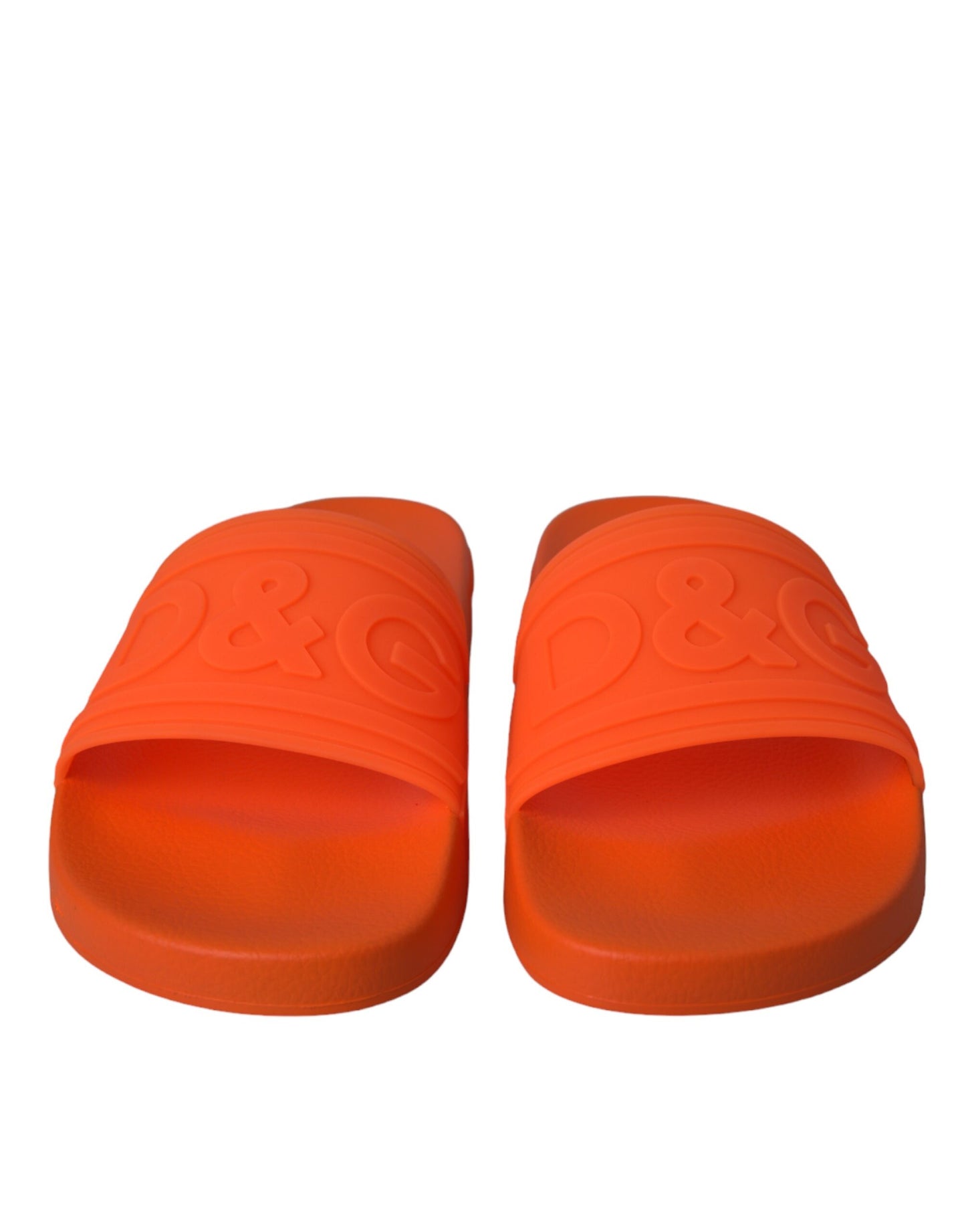 Dolce &amp; Gabbana Orange Gummi Slides Sandalen Strandschuhe