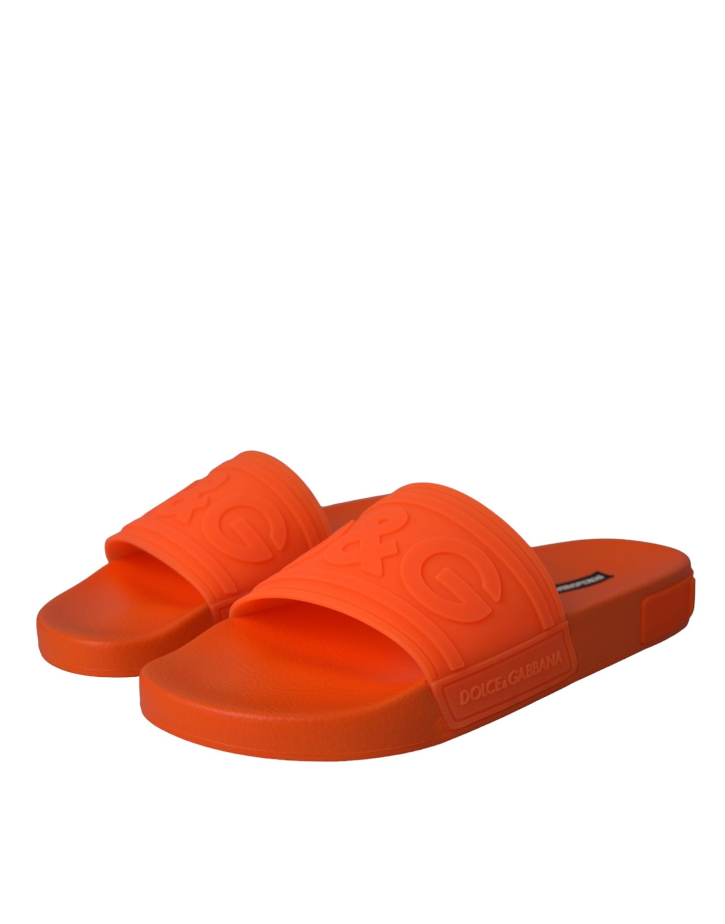 Dolce &amp; Gabbana Orange Gummi Slides Sandalen Strandschuhe