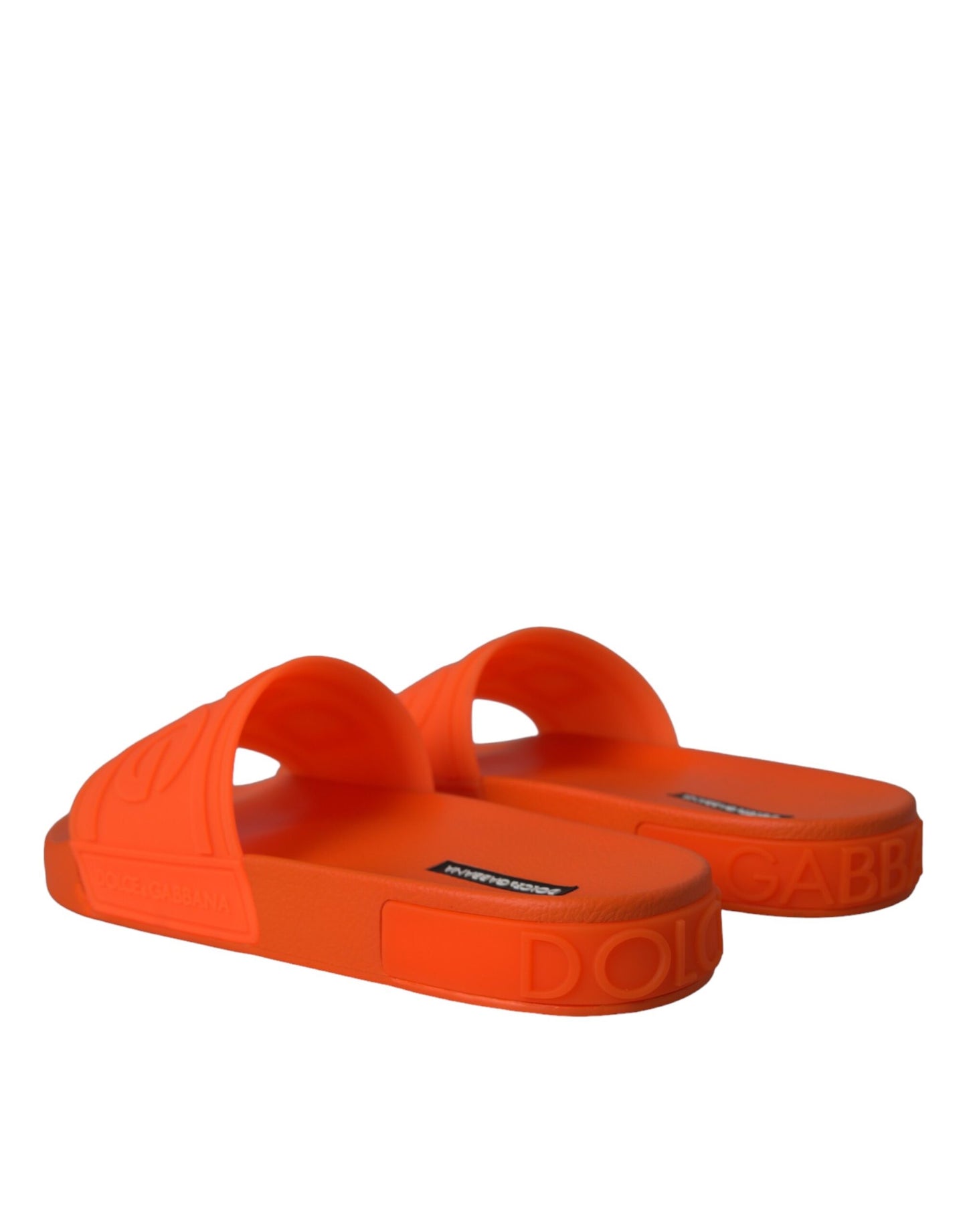 Dolce &amp; Gabbana Orange Gummi Slides Sandalen Strandschuhe